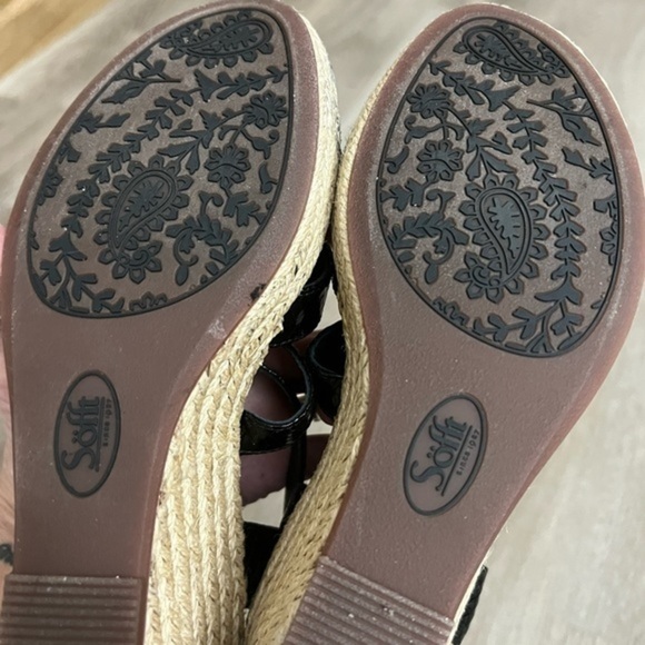Söfft Black Leather Wedge Sandals with Ankle Closure - Picture 8 of 11